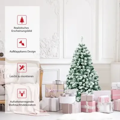 135 cm hoher Künstlicher Weihnachtsbaum Beleuchteter Schneebedeckter Baum mit Metallständer