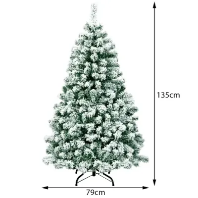 135 cm hoher Künstlicher Weihnachtsbaum Beleuchteter Schneebedeckter Baum mit Metallständer