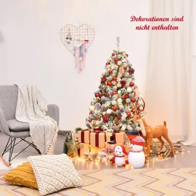 135 cm hoher Künstlicher Weihnachtsbaum Beleuchteter Schneebedeckter Baum mit Metallständer