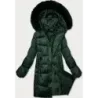 Zimowa pikowana kurtka plus size z kapturem S\'west ciemny zielony (B8267-10)
