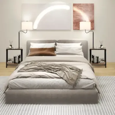Moderní odkládací stolek se stolní lampou a otočnou noční lampou o 360° 49 x 34 x 144 cm