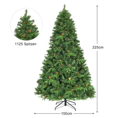 Umělý vánoční stromek s LED pohádkovými světly Vánoční stromek 210/225/240 cm Zelená-225 cm