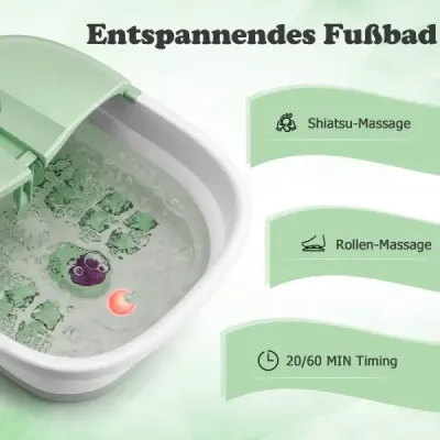 Klappbares Fußbad mit Wärme Fußbad mit Fernbedienung Massagegerät 33,5 x 41 x 20,5 cm Grün