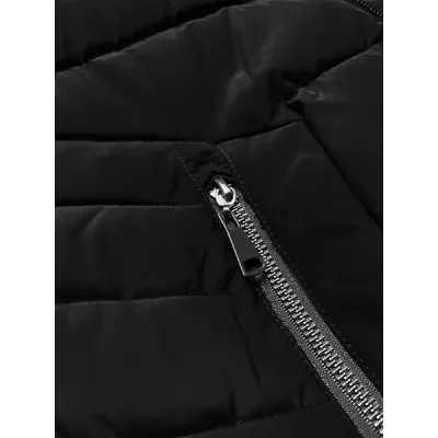Pikowana kurtka zimowa damska z kapturem S\'west czarna (B8299-1)
