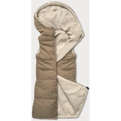 Dwustronna kamizelka damska baranek J Style beżowa (16M9166-62)