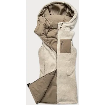 Dwustronna kamizelka damska baranek J Style beżowa (16M9166-62)