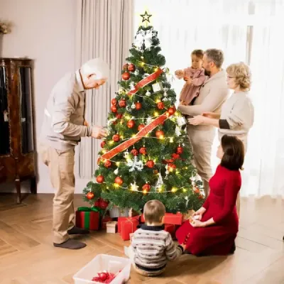 Weihnachtsbaum Künstlicher Tannenbaum Christbaum mit Metallständer 150-240 cm Grün-180 cm