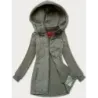 Rozpinana bluza damska z łączonych materiałów LHD szarozielona (AMG-165)