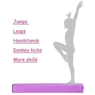 117CM Gymnastik Schwebebalken Training Turnen Balken Strapazierfähig Fitness PU-Lila