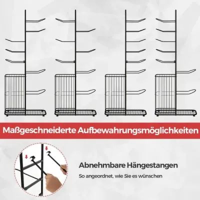 7-stufiger Ball Lagerregal mit Abnehmbaren Hängestangen & Augbewahrungskorb