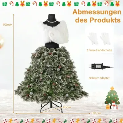 Künstlicher Weihnachtsbaum in Schneiderpuppen Optik mit Schal & Halskette & Beleuchtung