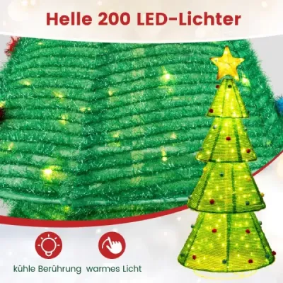 LED umělý vánoční stromek 190cm osvětlený vánoční stromeček s 200 LED světly