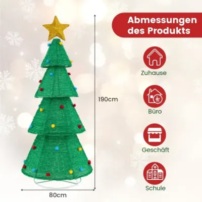 LED umělý vánoční stromek 190cm osvětlený vánoční stromeček s 200 LED světly