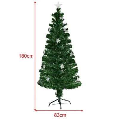 Vánoční stromeček LED 90/120/150/180 cm Umělý vánoční stromeček s optickým měničem barev Zelená-180 cm