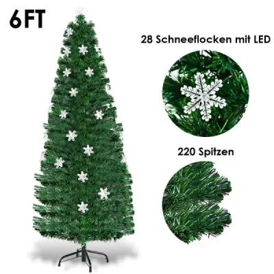 Vánoční stromeček LED 90/120/150/180 cm Umělý vánoční stromeček s optickým měničem barev Zelená-180 cm