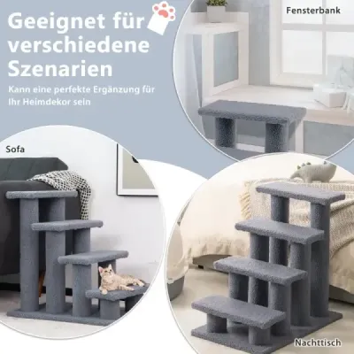 Tiertreppe Kletterbaum Katzentreppe für Katze bis 25 kg 61 x 41 x 60 cm Grau
