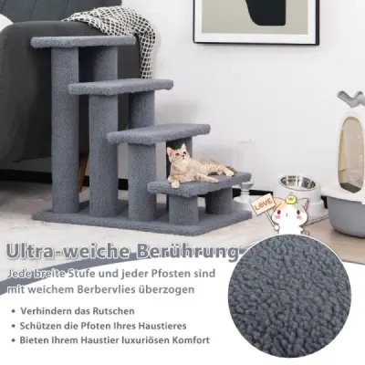Tiertreppe Kletterbaum Katzentreppe für Katze bis 25 kg 61 x 41 x 60 cm Grau