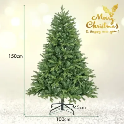 150 cm Künstlicher Weihnachtsbaum mit LEDs in Mehrfarbig & Warmweiß & 11 Lichtmodi