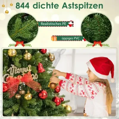 150 cm Künstlicher Weihnachtsbaum mit LEDs in Mehrfarbig & Warmweiß & 11 Lichtmodi