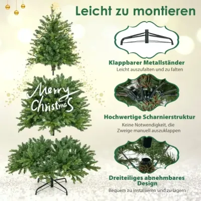 150 cm Künstlicher Weihnachtsbaum mit LEDs in Mehrfarbig & Warmweiß & 11 Lichtmodi