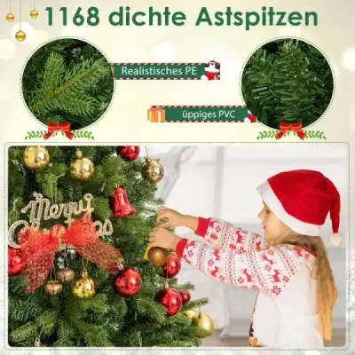 180 cm Künstlicher Weihnachtsbaum mit LEDs in Mehrfarbig & Warmweiß & 11 Lichtmodi