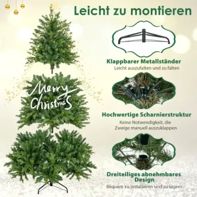 180 cm Künstlicher Weihnachtsbaum mit LEDs in Mehrfarbig & Warmweiß & 11 Lichtmodi