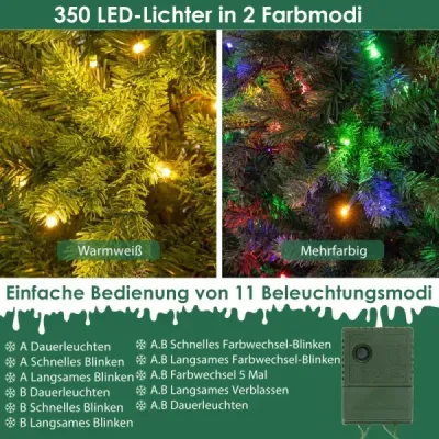 180 cm Künstlicher Weihnachtsbaum mit LEDs in Mehrfarbig & Warmweiß & 11 Lichtmodi