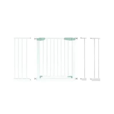 Dětská bezpečnostní zábrana 80-132 cm, kovová schodová zábrana, nevyžaduje vrtání, 80-130 x 2 x 76 cm, bílá