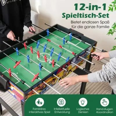 12 in 1 Spieltisch mit Tischfußball & Airhockey & Billard & Tischtennis & Schach & Bowling & Shuffleboard