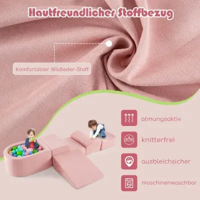 5dílná sada obřích pěnových stavebnic s kuličkovou jámou, velké hrací kostky, růžová