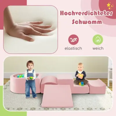 5dílná sada obřích pěnových stavebnic s kuličkovou jámou, velké hrací kostky, růžová