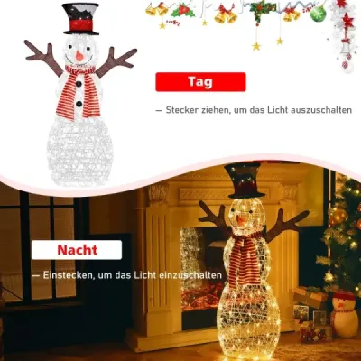 LED sněhulák s 80 LED světly vánoční dekorace vánoční figurka 66 x 14 x 110 cm