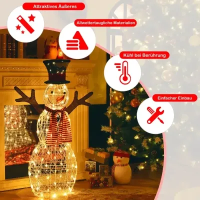 LED sněhulák s 80 LED světly vánoční dekorace vánoční figurka 66 x 14 x 110 cm