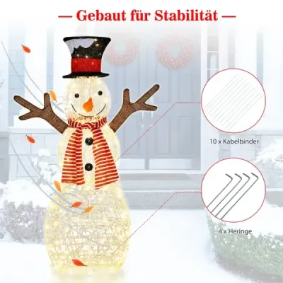LED sněhulák s 80 LED světly vánoční dekorace vánoční figurka 66 x 14 x 110 cm