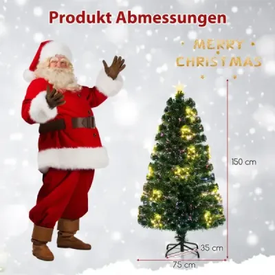 150 cm Künstlicher Weihnachtsbaum aus Glasfaser mit Beleuchtung Tannenbaum