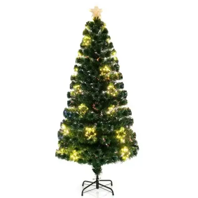 180 cm Künstlicher Weihnachtsbaum aus Glasfaser mit Beleuchtung Tannenbaum