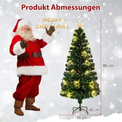 180 cm Künstlicher Weihnachtsbaum aus Glasfaser mit Beleuchtung Tannenbaum