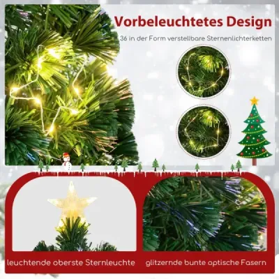 180 cm Künstlicher Weihnachtsbaum aus Glasfaser mit Beleuchtung Tannenbaum