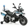 Policejní motocykl pro děti, motocykl na baterie se 2 tréninkovými koly, 110 x 82,5 x 63 cm, bílá
