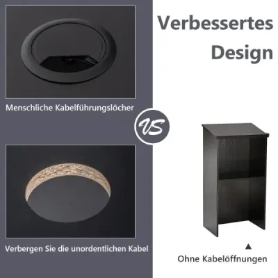 Stůlový pult s úložným prostorem a kabelovými průchodkami černá 58 x 40 x 116,5 cm Stůlový pult s úložným prostorem a kabelovými průchodkami černá 58 x 40 x 116,5 cm