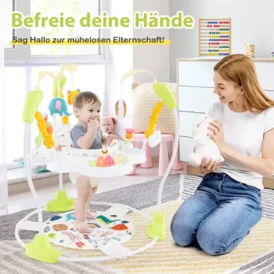 Dětské chodítko Baby Sky Jumperoo s nastavitelnou výškou a hračkami a hudební skříňkou žlutá