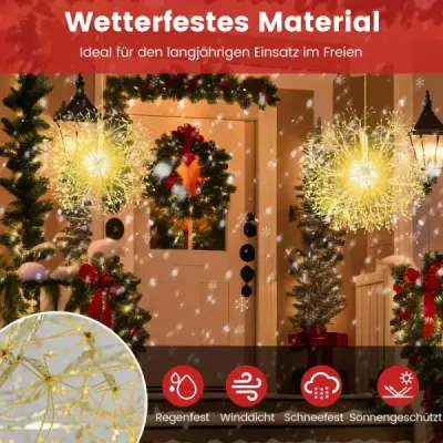 Leuchtkugel Weihnachten 2 Stück LED Kugeln Zum Hinhängen Weihnachtsbeleuchtung für außen und innen Gold