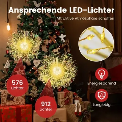 Leuchtkugel Weihnachten 2 Stück LED Kugeln Zum Hinhängen Weihnachtsbeleuchtung für außen und innen Gold