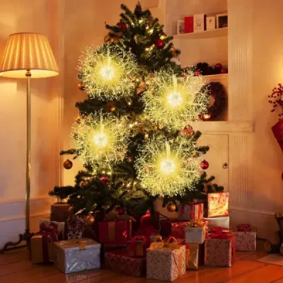 Leuchtkugel Weihnachten 2 Stück LED Kugeln Zum Hinhängen Weihnachtsbeleuchtung für außen und innen Gold