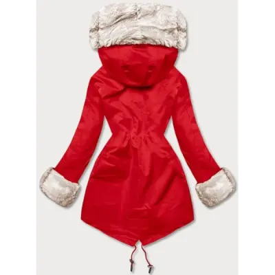 Světle červená parka s kožešinovou podšívkou (5M763-270)