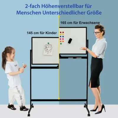 Oboustranná magnetická mobilní tabule mobilní pojízdná tabule pro kancelář černá