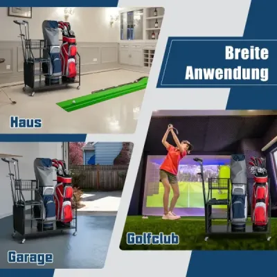 Stojan na golfové bagy do garáže Vozík na golfové vybavení Stojan na golfové bagy s držákem holí