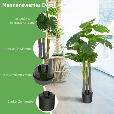 120 cm vysoký umělý strom Monstera Deliciosa Plant Green