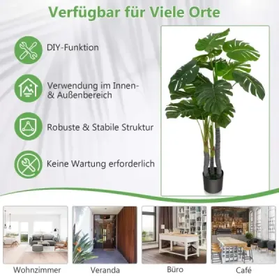 120 cm vysoký umělý strom Monstera Deliciosa Plant Green