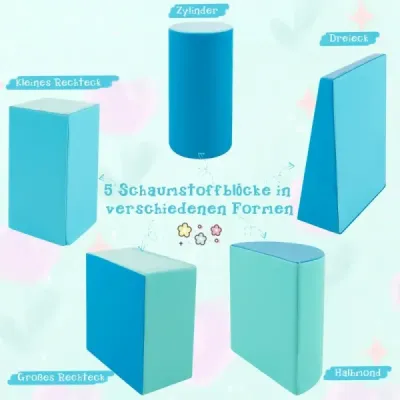 5 TLG. Pěnové stavební bloky Obří stavební bloky pro skotačení a lezení Velké stavební bloky Modrá barva
